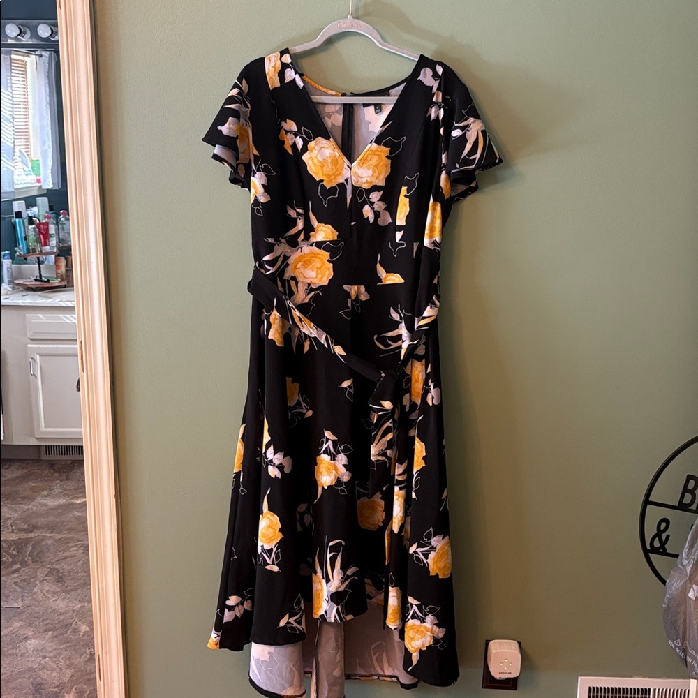 Lane Bryant Black and Yellow Floral Dress